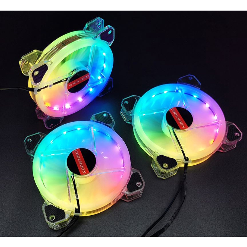 Quạt Tản Nhiệt, Fan Led RGB Coolmoon X2, 16 Triệu Màu, 366 Hiệu Ứng - Đồng Bộ Hub