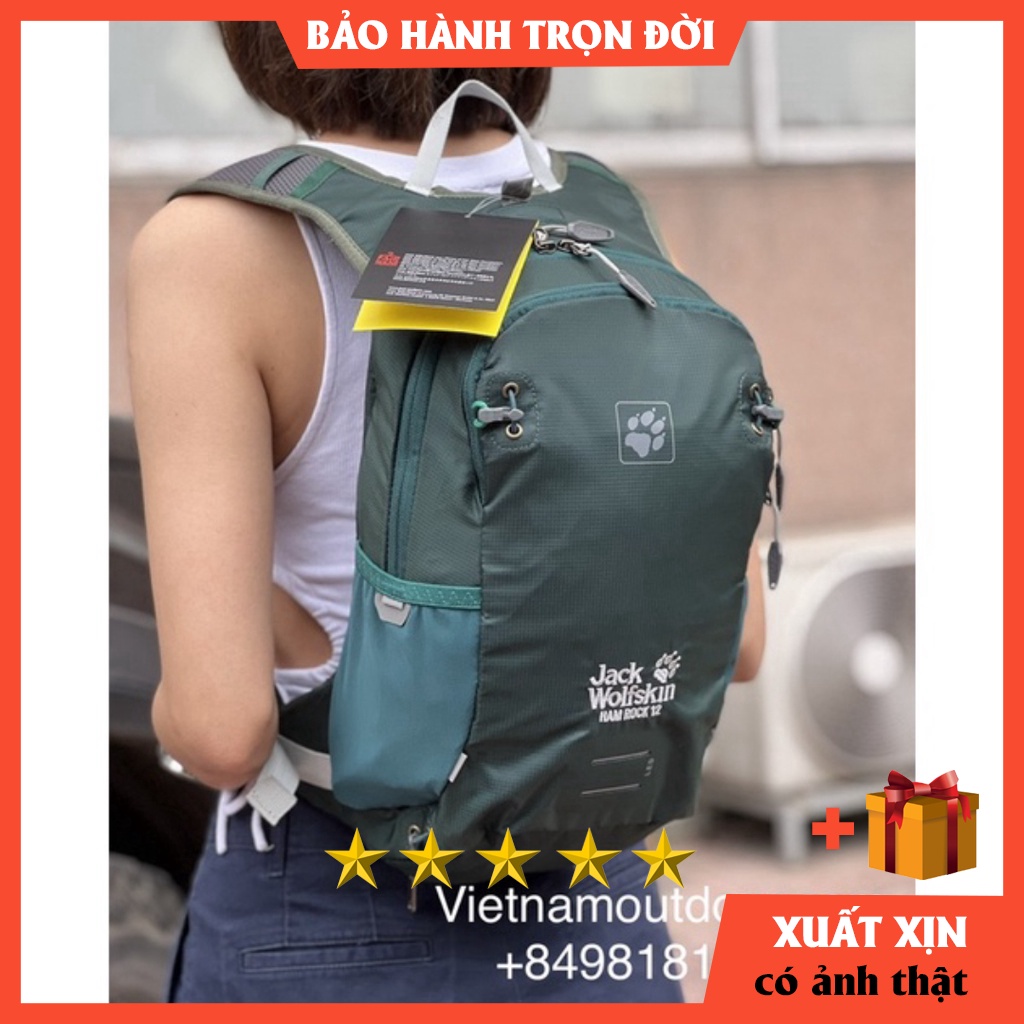 Balo du lịch Jack Wolfskin Hamrock 12L - Balo trekking phượt leo núi nhỏ gọn - Có áo mưa chống thấm nước xịn ⚡️