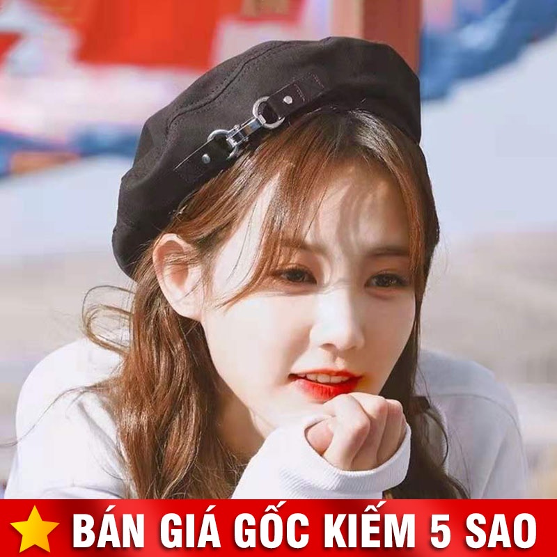 Mũ Beret Phối Khuy Móc Kẹp Nón Nồi Kiểu Hàn P2169