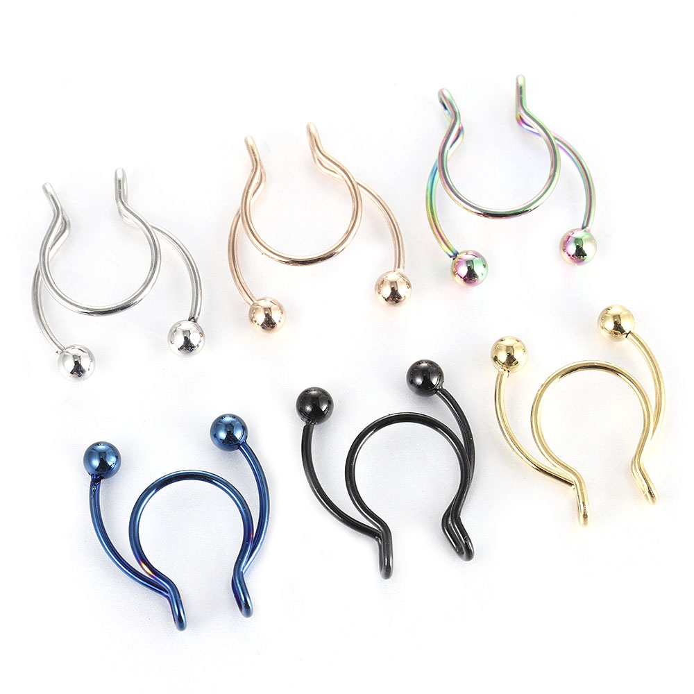 Khuyên Mũi Hình Chữ U Bằng Thép Không Gỉ Có 6 Màu Tùy Chọn