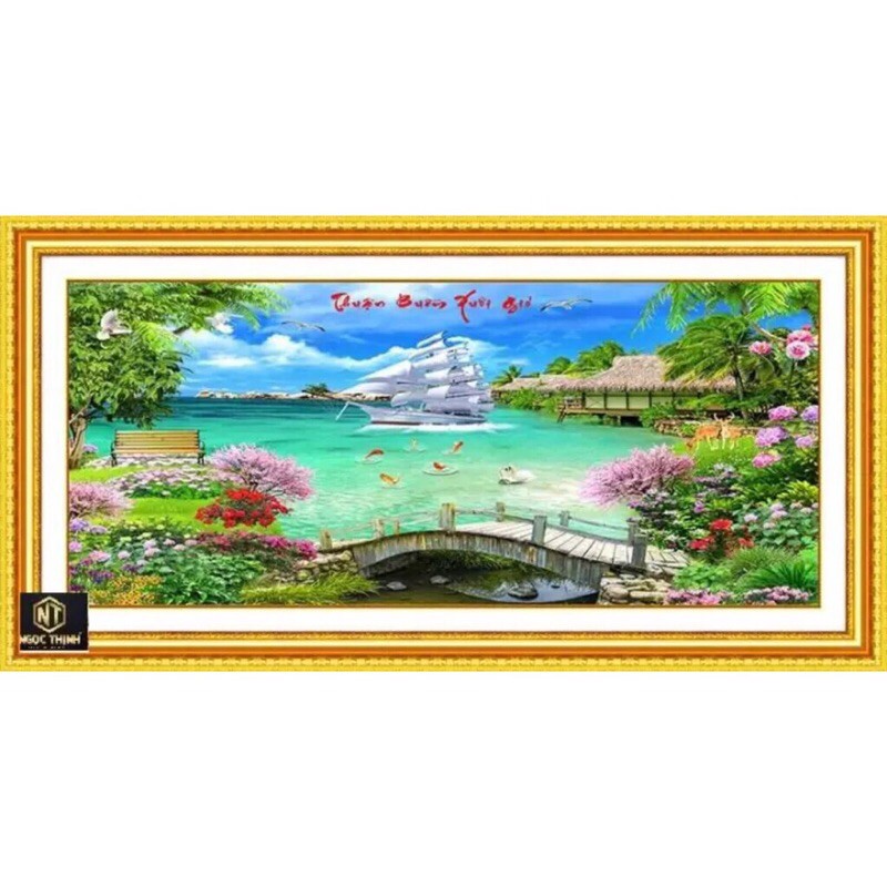 Tranh đính đá Thuận Buồm Xuôi Gió VS189 (160x75) chưa đính