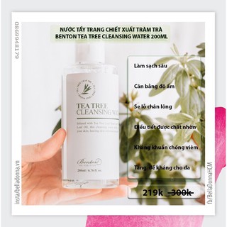 Nước tẩy trang chiết xuất tràm trà Benton Tea Tree Cleansing Water 200ml