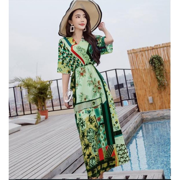 Đầm maxi hoạ tiết cao cấp, đầm maixi nhập khẩu họa tiết sang chảnh DX10 dammaxionline | BigBuy360 - bigbuy360.vn