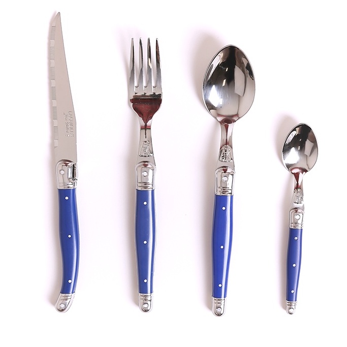 Bộ DAO THÌA DĨA (muỗng, nĩa) inox 304 Pháp Cán nhựa Màu Xanh Nhạt | Sa Maison x Jean Dubost