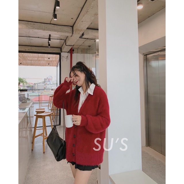 Áo cardigan len lông thỏ trơn | BigBuy360 - bigbuy360.vn