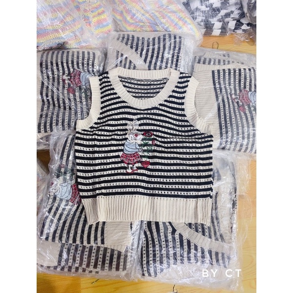 ÁO SÁT NÁCH KẺ THÊU THỎ CHẤT ĐẸP MS14289