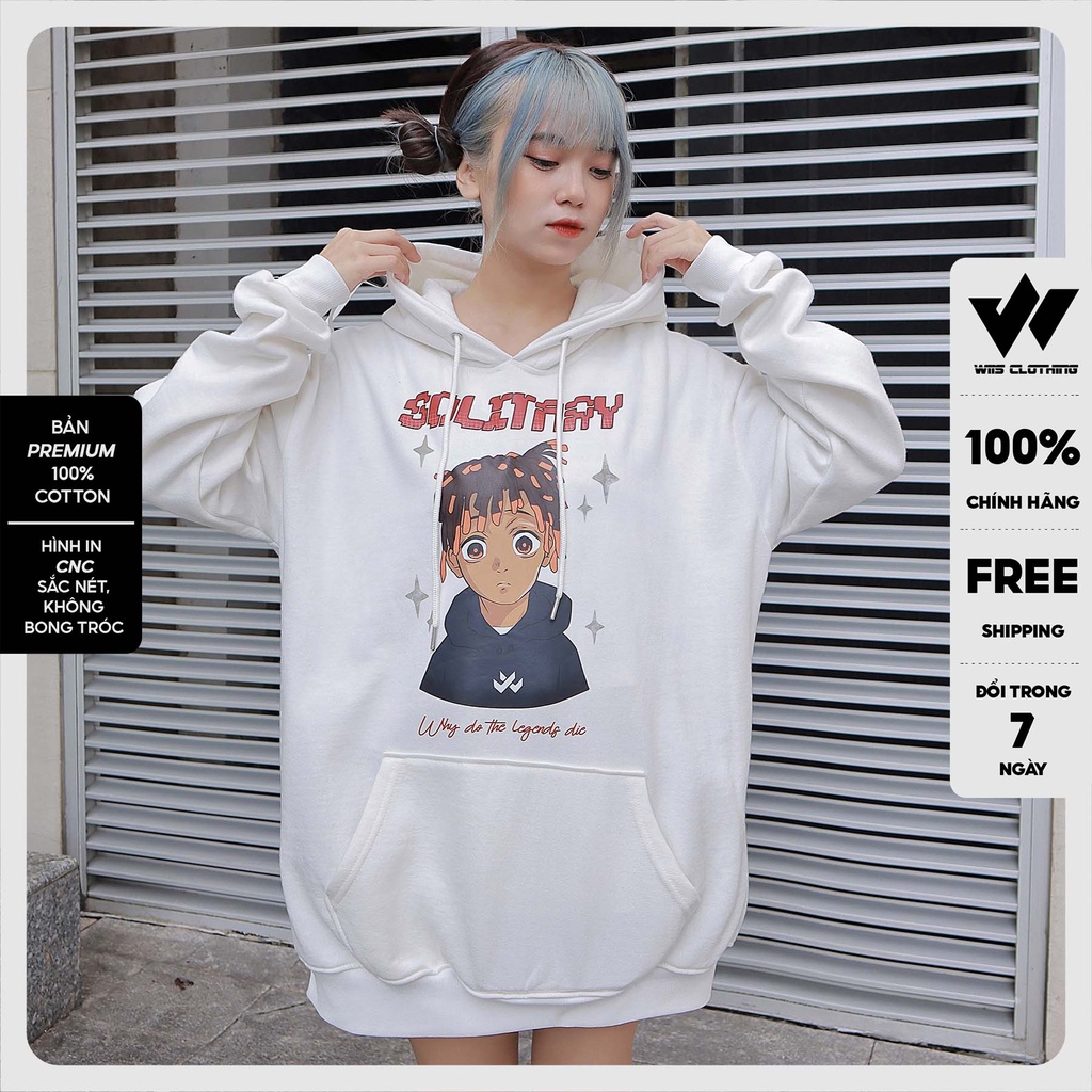 Áo hoodie form rộng WIIS bản Premium unisex nỉ bông SOLYTARY thời trang nam nữ oversize ulzzang