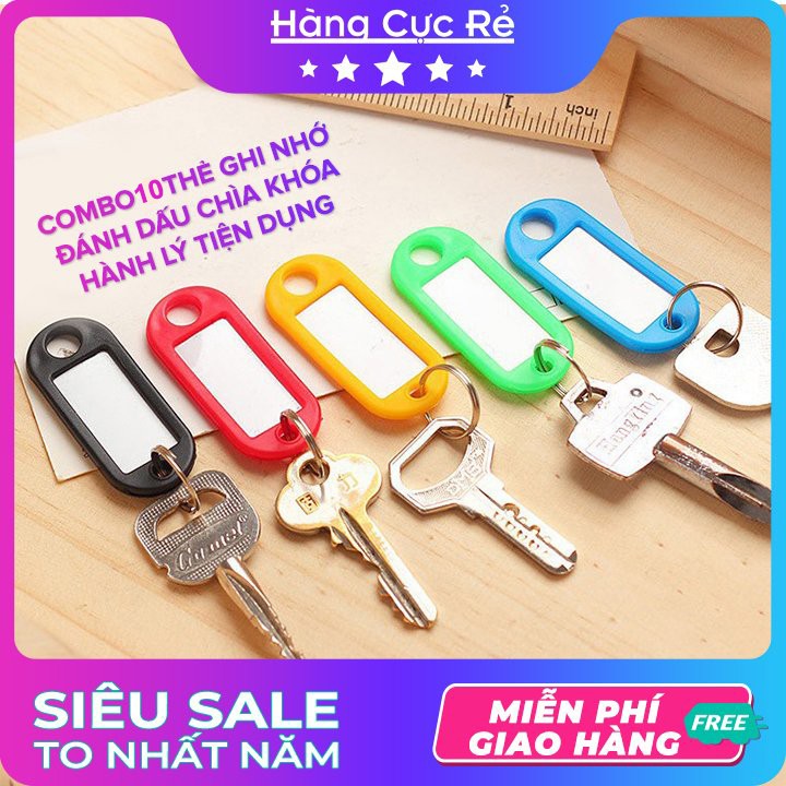 Combo 10  Thẻ Ghi Nhớ Đánh Dấu Chìa Khóa, Vali, Hành Lý 🚀Freeship🚀 Móc chìa khóa nhỏ gọn dễ thương-Shop Hàng Cực Rẻ