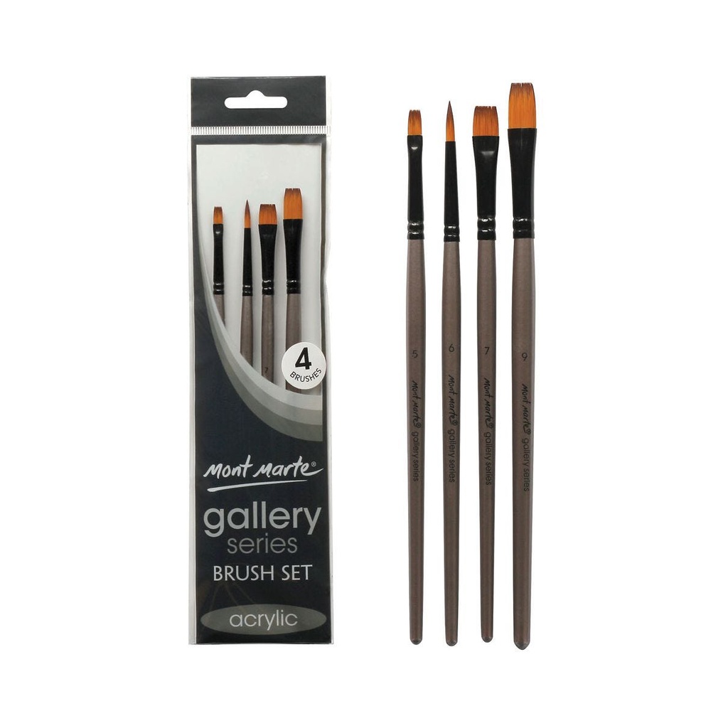 Bộ 4 Cọ Acrylic Mont Marte - Gallery Series Brush Set Acrylic 4pce - BMHS0011