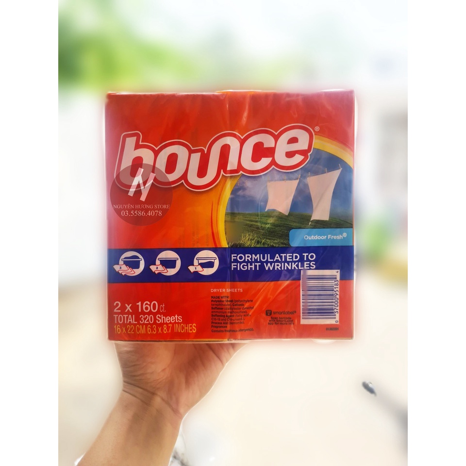 Giấy thơm quần áo Bounce 320 tờ | Nguyên Hương Store