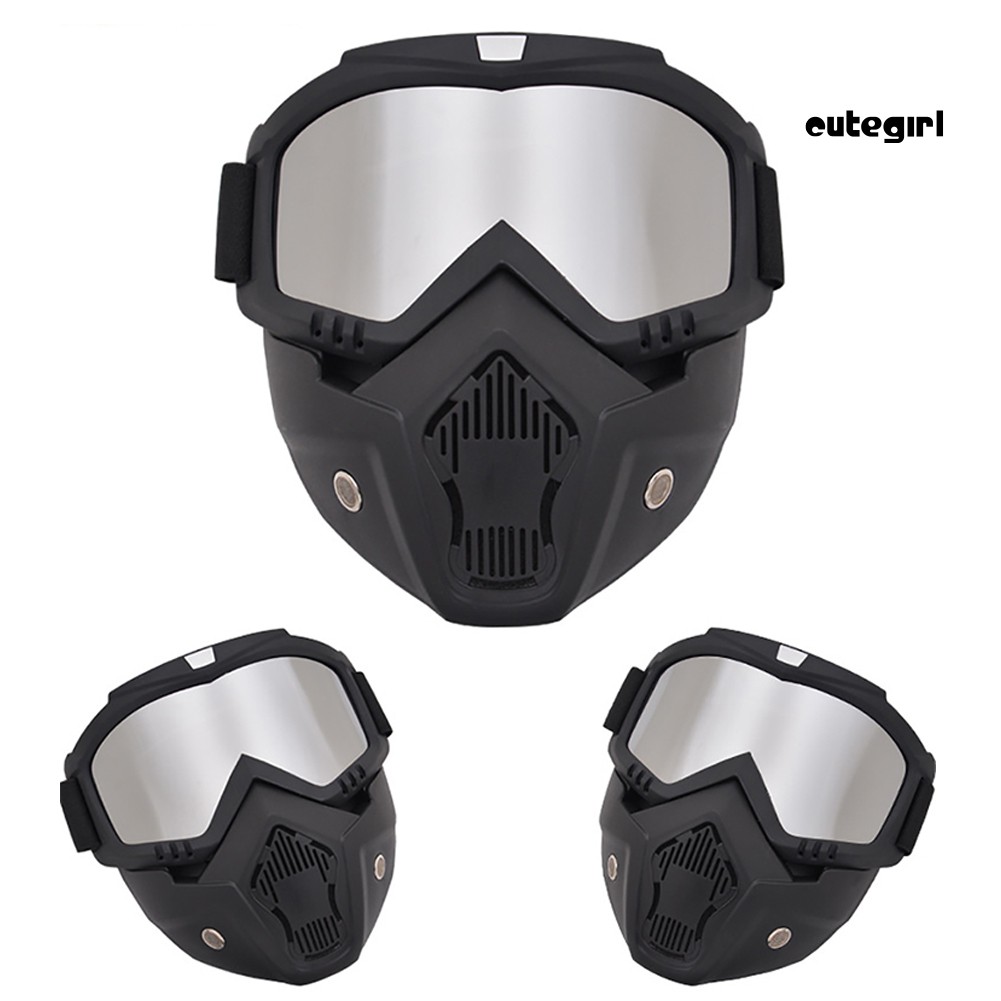 CUTE_Retro Motorcycle Helmet Detachable Protection Goggles Mask with Mouth Filter