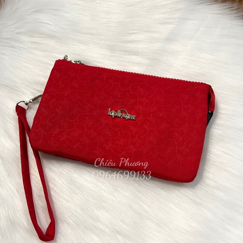 Ví Kipling cầm tay vải dù 3 ngăn tiện lợi