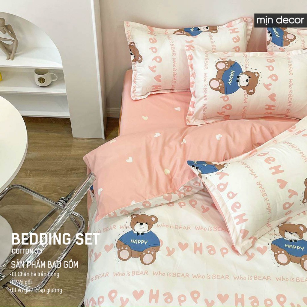 [Mã LIFEMALL2505 giảm 10% đơn 250K] Bộ chăn ga gối cotton 3D Mịn Decor dễ thương thoáng mát mềm mịn | BigBuy360 - bigbuy360.vn