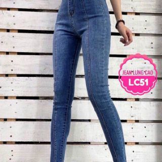 QUẦN JEANS NỮ LƯNG CAO NHẤN BEN GIỮA