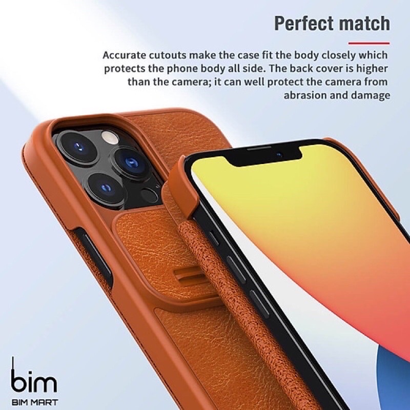 Bao da Nillkin Qin Pro che cam iphone 15/ ip15 pro/ ip1 5plus/ ip15 pro max