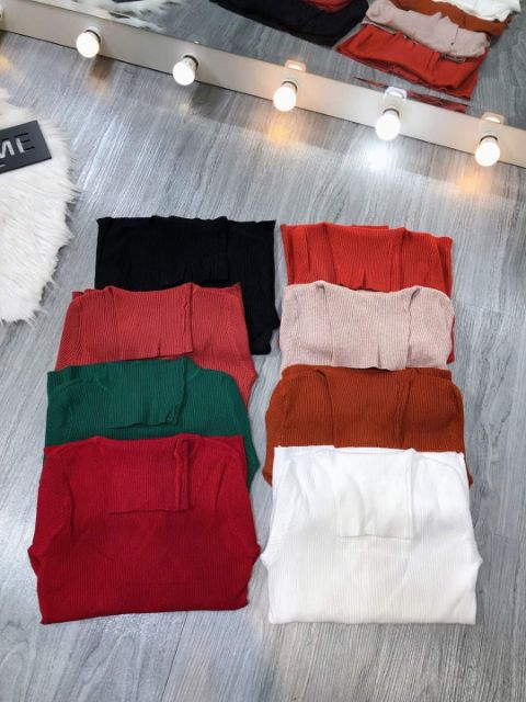 Hàng có sẵn áo thun len cổ cao ôm body như hình.