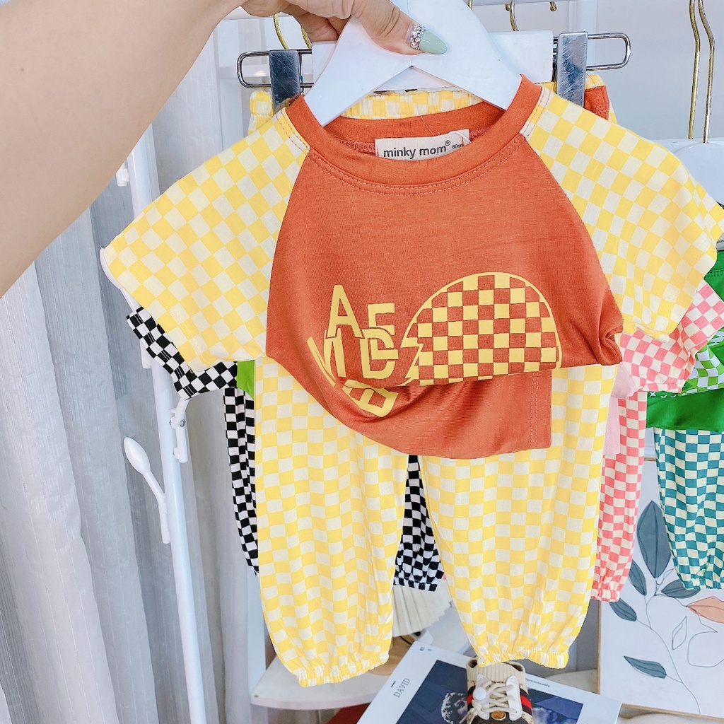 Bộ Ngắn Tay Quần Dài Cho Bé Trai Bé Gái Minky Mom Vải Thun Lạnh Form Alibaba Đáng Yêu, Bộ Mặc Nhà Cho Bé - ALICARO1