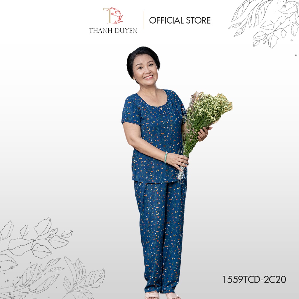 Đồ bộ Tole nữ trung niên mặc nhà Thành Duyên, bông, quần dài, không rút, thoáng mát - 1559TCD(B) - 0522