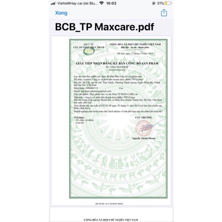 TP Max care hộp 60 viên