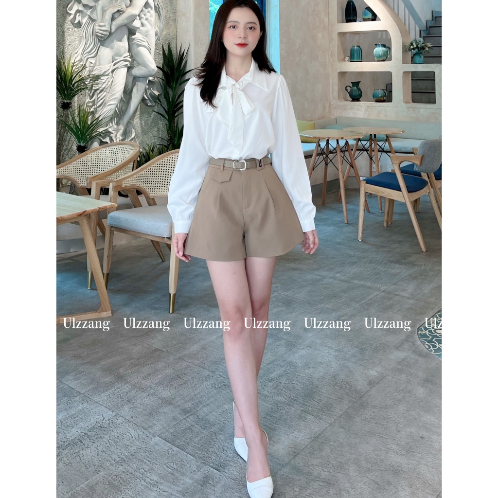 Quần short nữ kèm đai túi nắp mã 621