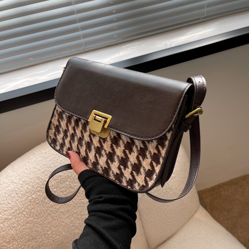 Túi xách nữ, Túi đeo chéo thời trang họa tiết houndstooth cao cấp hot trend 2022 ST15