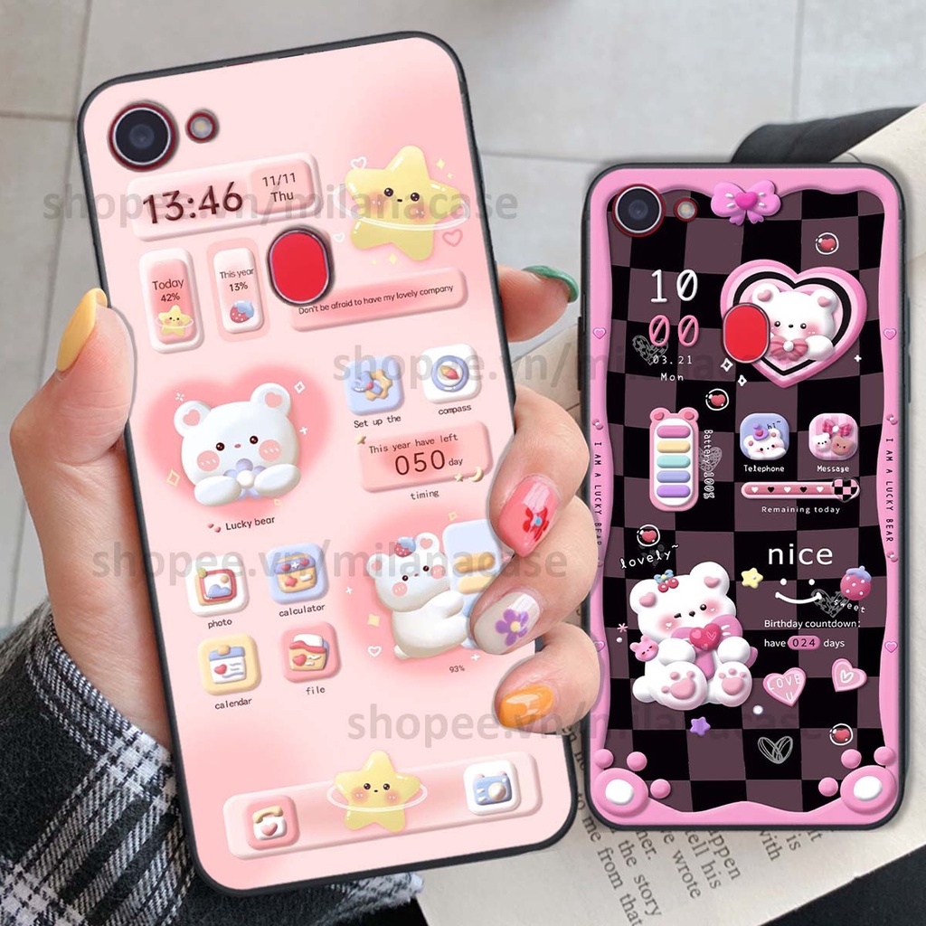 Ốp Oppo F5 / F5 Youth / F7 hình đồng hồ icon gấu mèo cute cực dễ thương ngộ nghĩnh