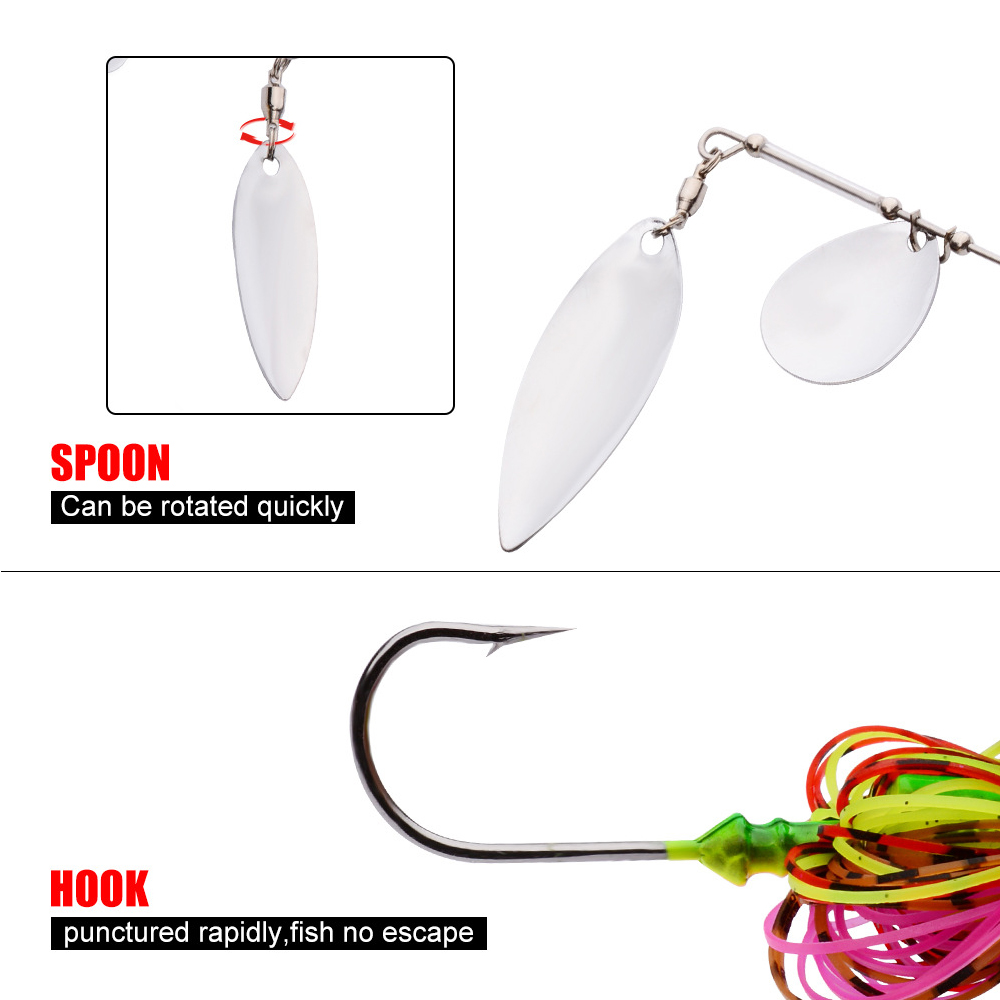 MUVAKO Mồi Câu Cá Giả 10g 15g 20g Có Tua Rua Màu Sắc Ngẫu Nhiên