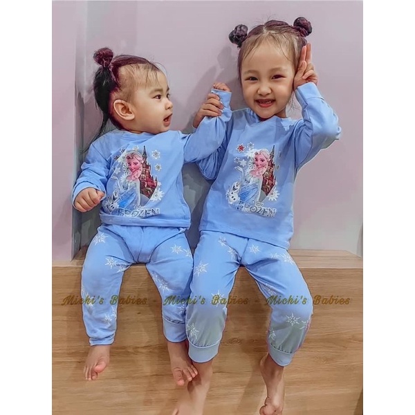 Bộ cotton elsa thu đông siêu xinh cho bé