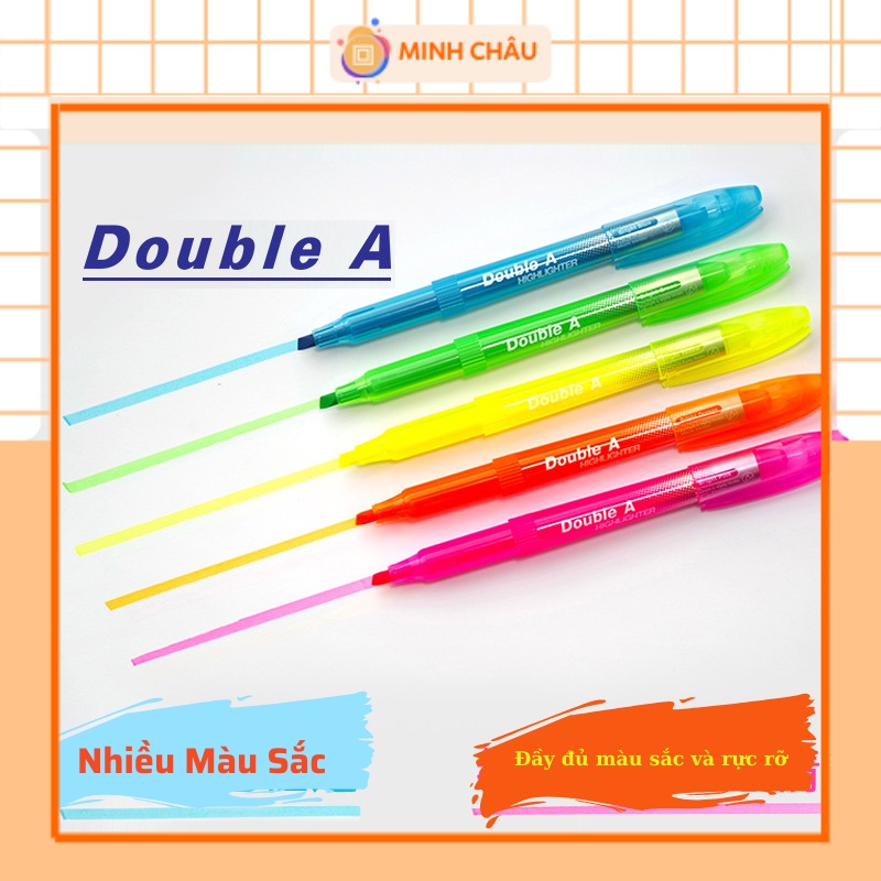 Bút Highlight Double A Đủ Màu Sắc Nhỏ Gọn Tiện Lợi