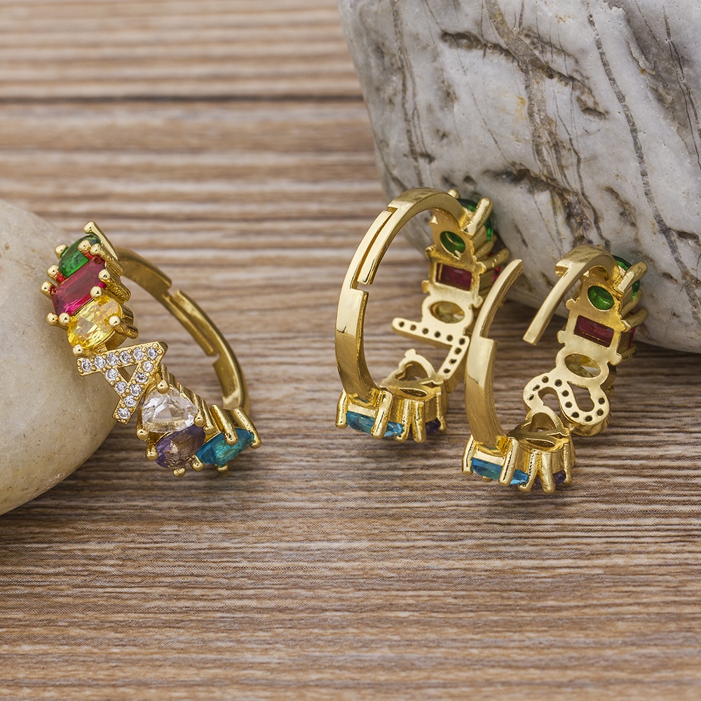 Nhẫn Đồng Đính 26 Chữ Cái Từ A-Z Phong Cách Bô-Hem Cho Nữ