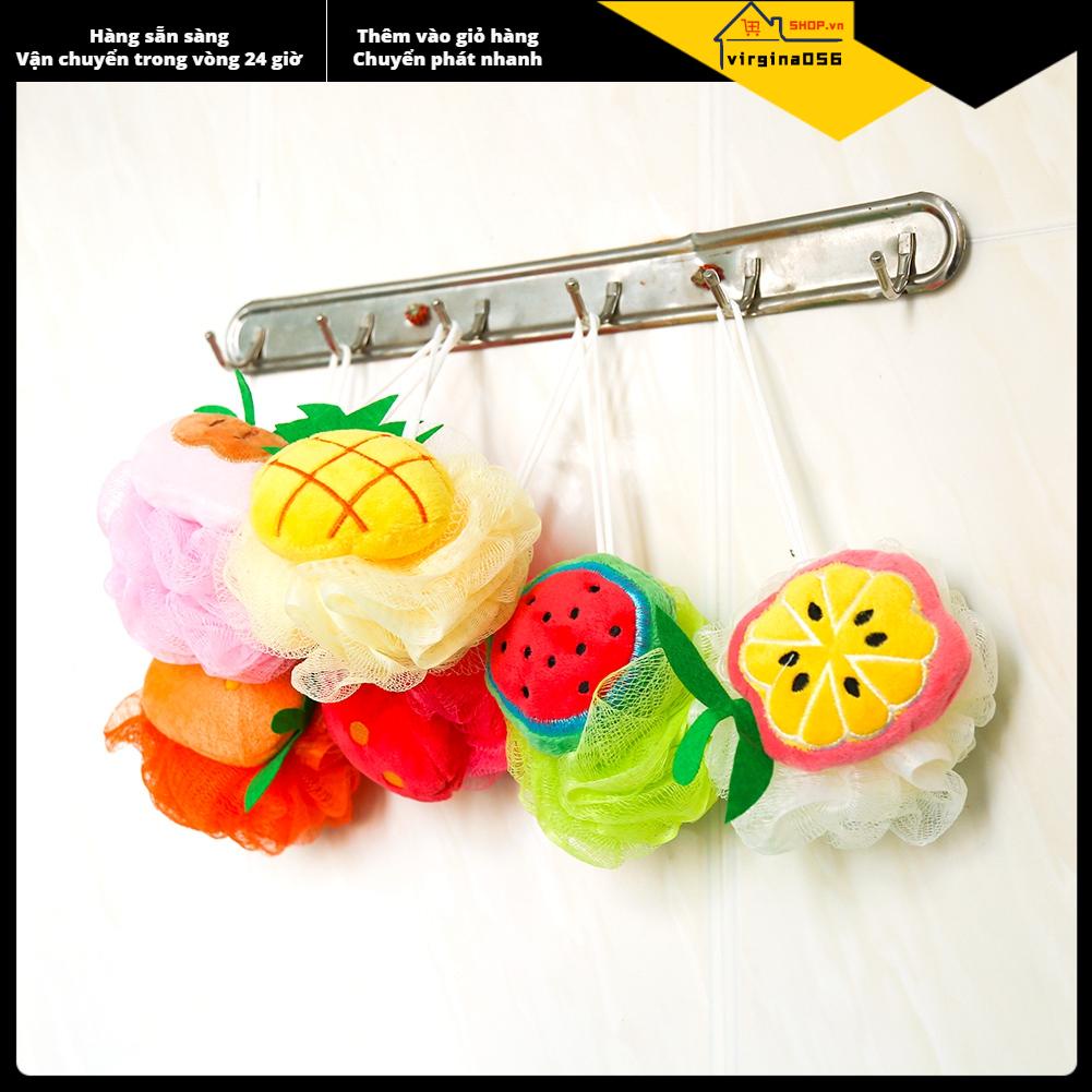 Virgina056 Virgina056 Hình dạng trái cây đầy màu sắc Bàn chải lưới tắm Ball tẩy tế bào chết toàn thân Tẩy Bông bọt biển