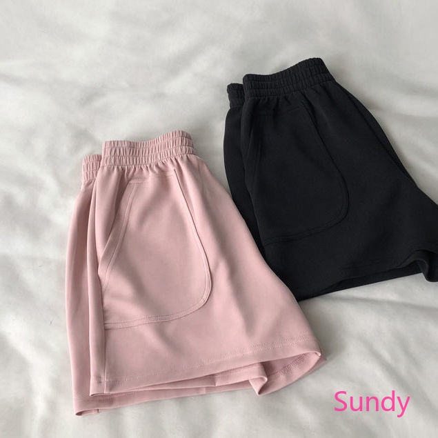 Plus Quần Short Thể Thao Màu Trơn Dáng Rộng Cỡ Lớn Kiểu Hàn Quốc Thời Trang Mùa Hè Cho Nữ