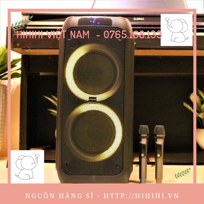 LOA KÉO DI ĐỘNG SANSUI A20807 BASS ĐÔI 2 TẤC , 2 MIC KO DÂY LOẠI TỐT