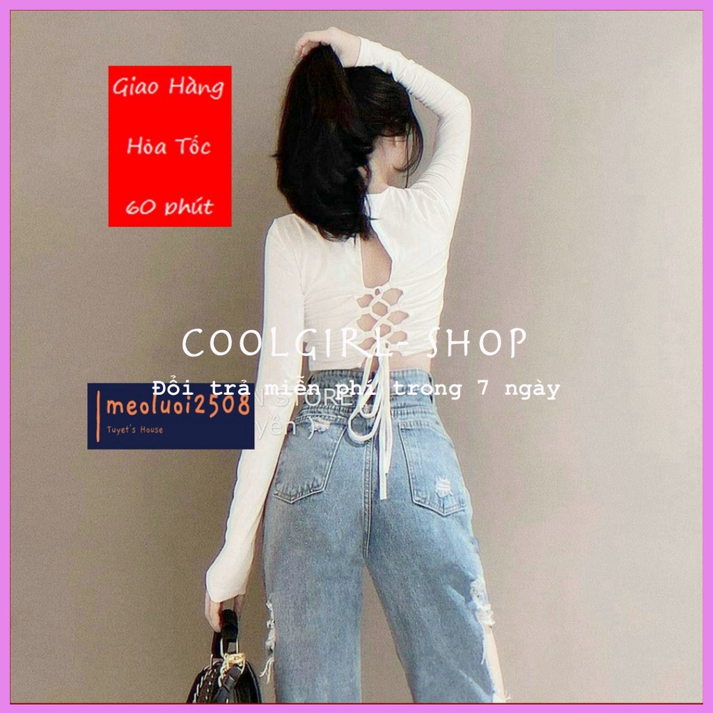 Áo Croptop Tay Dài Đan Chéo Lưng Có Mút Ngực Tuyết's House | BigBuy360 - bigbuy360.vn