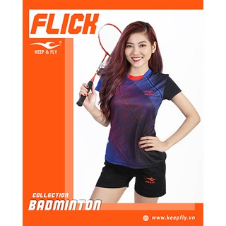 Áo Cầu Lông Nam Nữ Flick KEEPFLY Vải Mè Cao Cấp, Thấm Hút Mồ Hôi, Mềm Mại Co Giãn Vận Động Thoải Mái