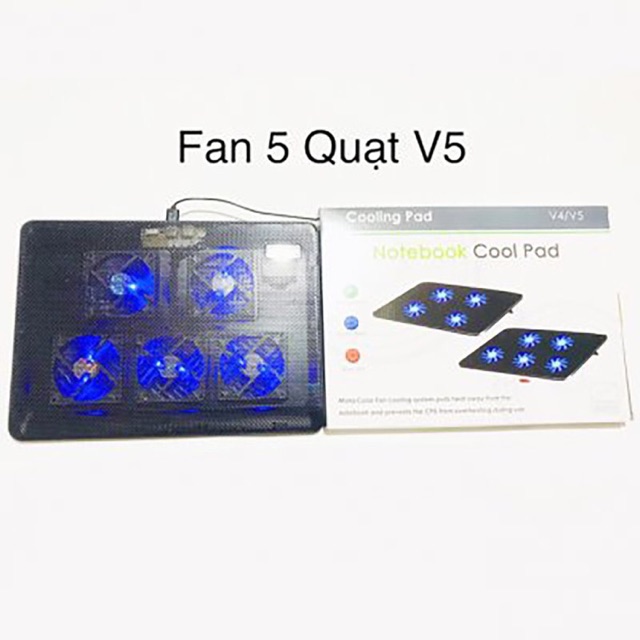 Quạt tản nhiệt, đế laptop V5 5 fan