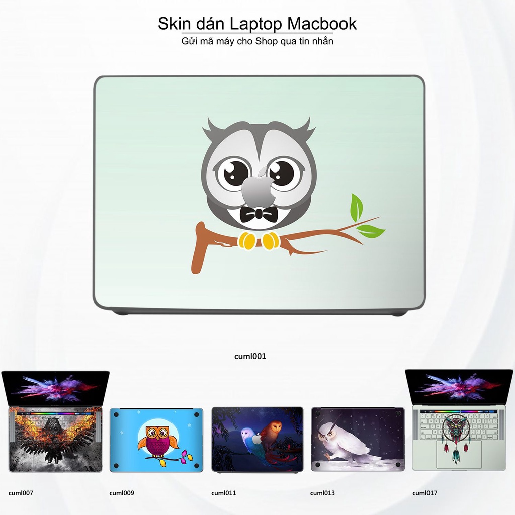 Skin dán Macbook mẫu Cú mèo (đã cắt sẵn, inbox mã máy cho shop)