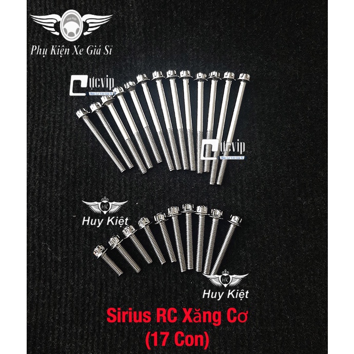 [Rẻ Vô Địch] Bộ Ốc Lốc Máy Salaya Inox 304 Cho Sirius RC Xăng Cơ (17 Con) 4901