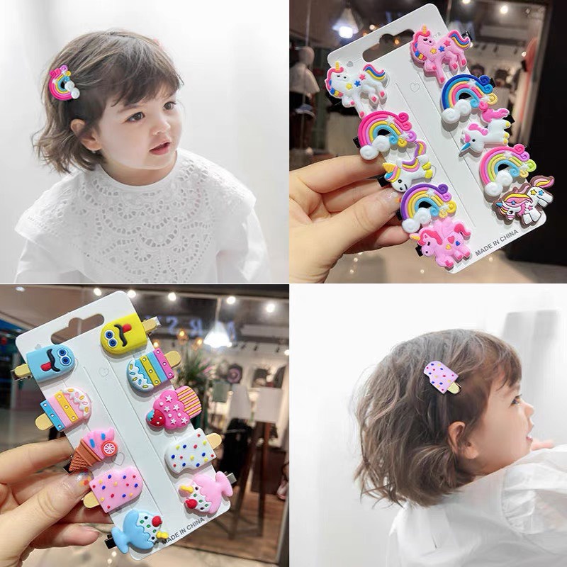 Set kẹp tóc hoạt hình hoa quả nhiều mẫu đáng yêu ảnh thật cho bé gái