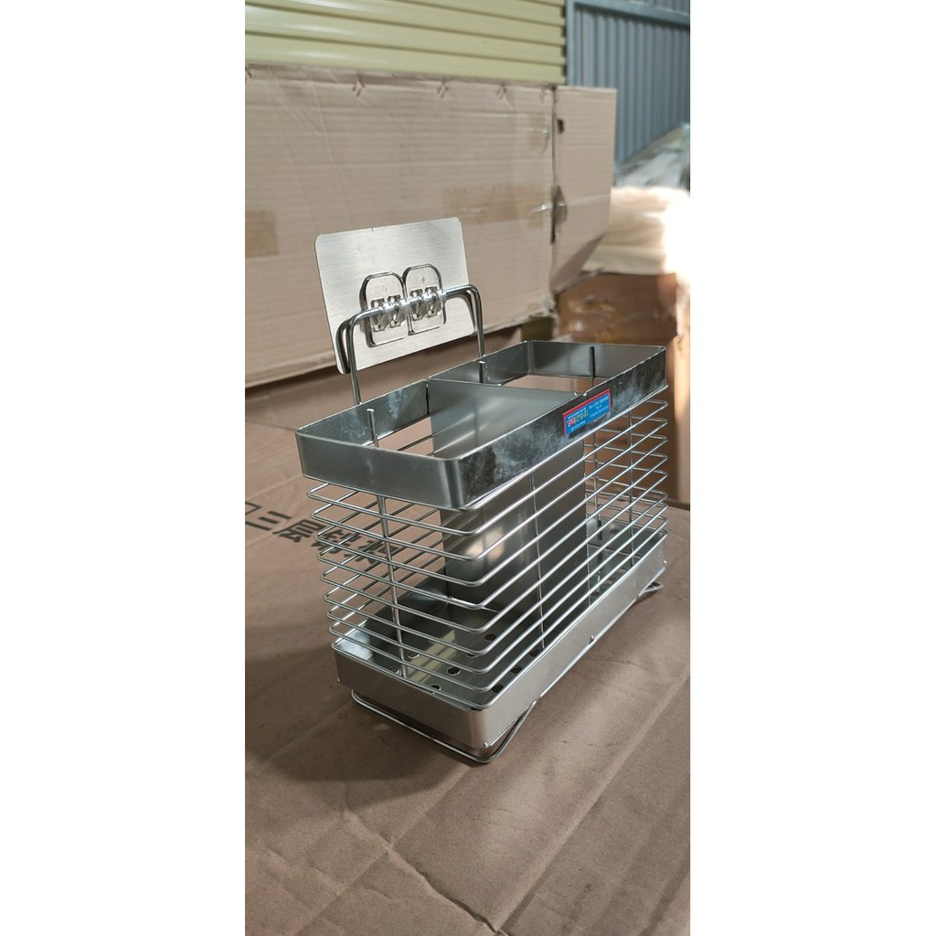 ỐNG ĐŨA INOX 2 NGĂN CAO CẤP CÓ MÓC TREO,DÁN