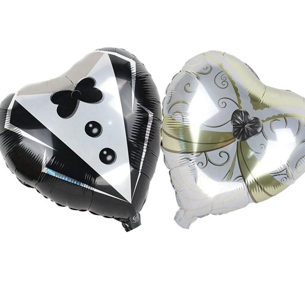 Cầu Hôn Hình Trái Tim Màu Ngà|Bong Bóng Nhôm Hình Chiếc Váy Cưới, Chú Rể