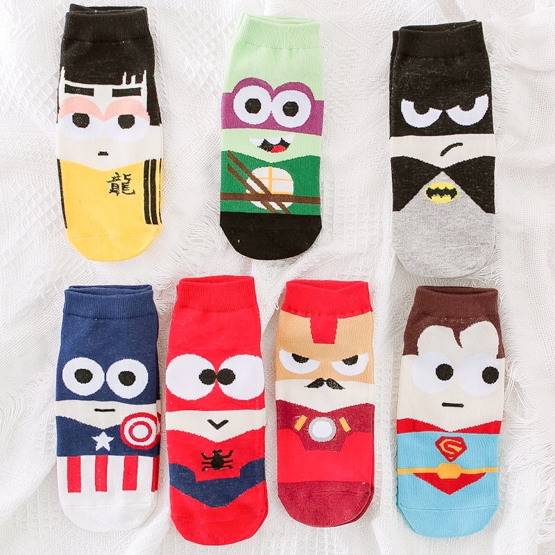 Tất Cổ Ngắn Nam Nữ Chất Liệu Cotton Hoạ Tiết Hoạt Hình Cute T05