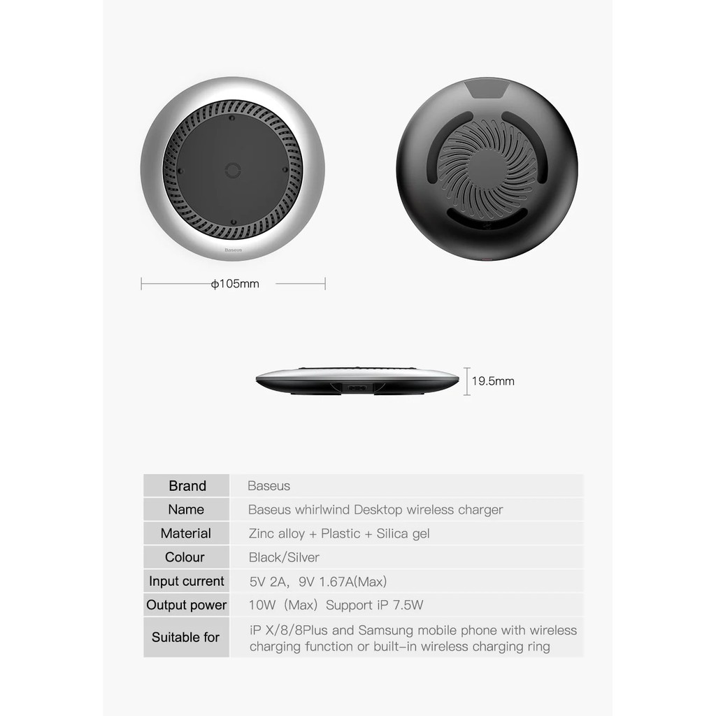 Đế sạc nhanh không dây tích hợp quạt hút tản nhiệt Baseus - Thiết kế thông Minh - An Toàn - Tiện Lợi - Chính Hãng