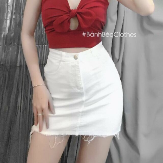 Chân váy kaki trơn rách tưa lai viền_ảnh thật | BigBuy360 - bigbuy360.vn