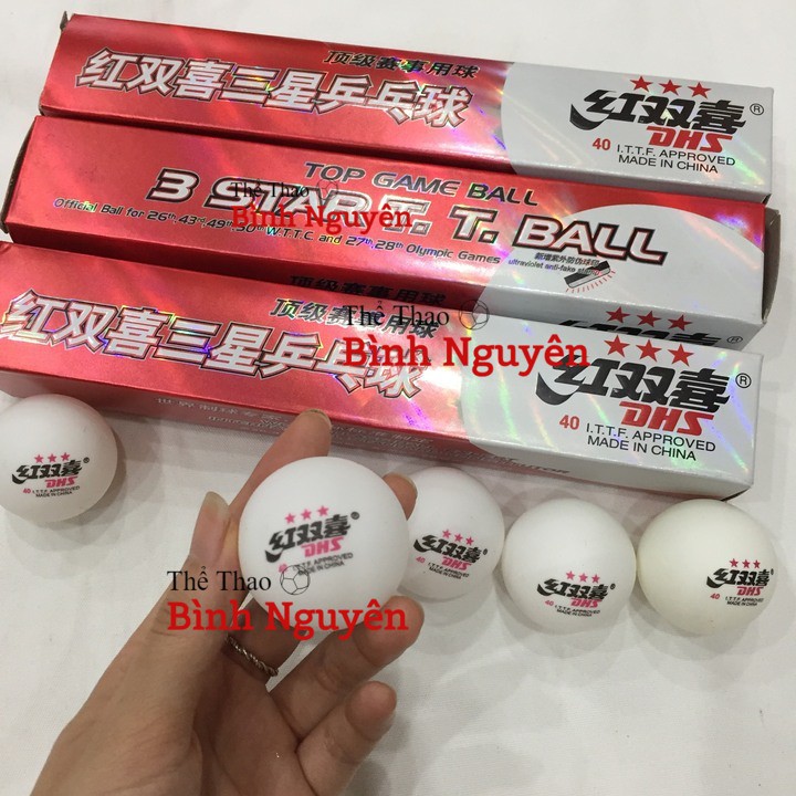 Quả bóng bàn DHS hộp 6 quả bóng tốt, dày dặn, nảy tốt, ít móp méo, ít bẹp chuẩn thi đấu, ổn định