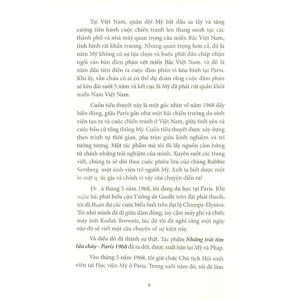 Sách - Những Trái Tim Lửa Cháy Paris 1968, Tiểu Thuyết