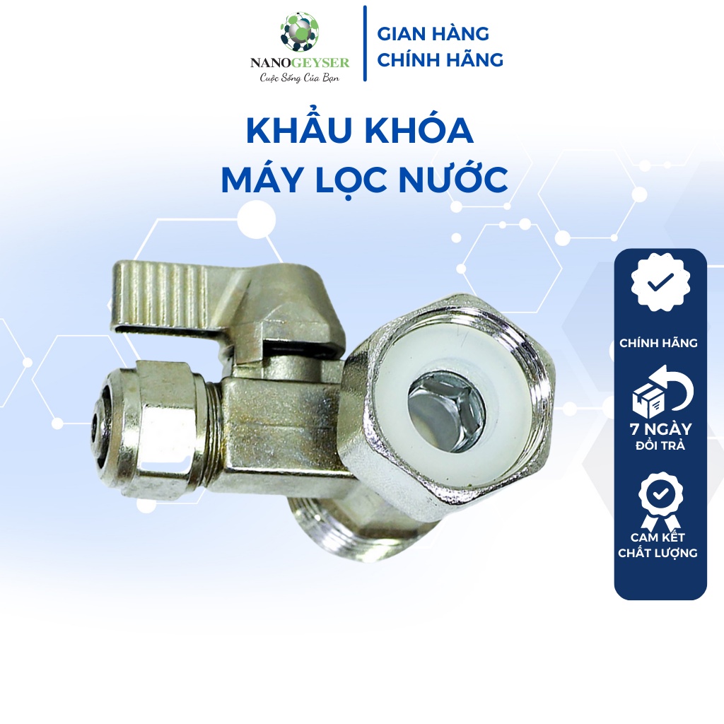 Khẩu khóa máy lọc nước NANO GEYSER giúp chia nước đầu vào, chất liệu hợp kim dùng cho các máy Aqua, Karofi, Kangaroo