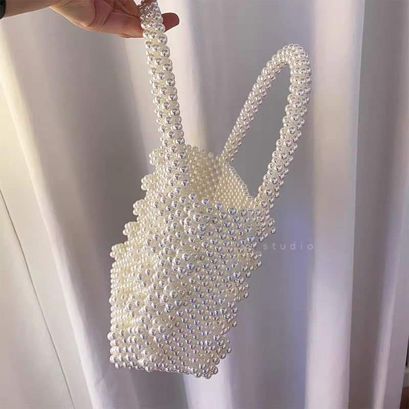 Túi xách tay kết hạt cườm ngọc trai handmade quý phái