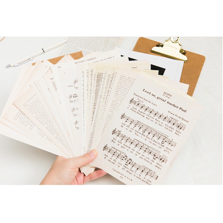 Xấp 57 tờ giấy báo cũ vintage mix mẫu bullet journal