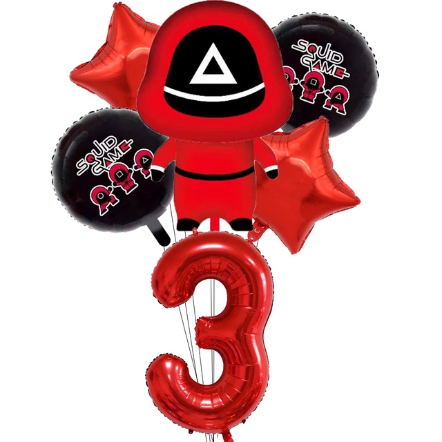 Set 6 bong bóng lá nhôm 32 inch hình con mực trang trí tiệc sinh nhật